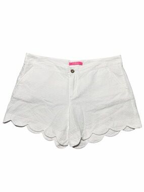 Lilly Pulitzer White Buttercup Textured Scallop Hem Shorts Spring Summer Size 10